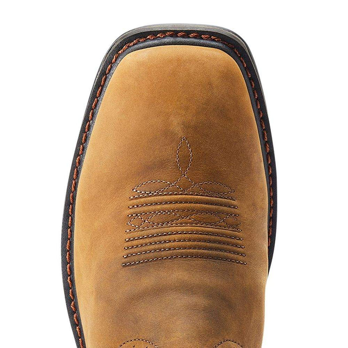 Ariat Men Sierra Shock Shield Brown Wide Square Toe H2O Soft Toe Pull On Work