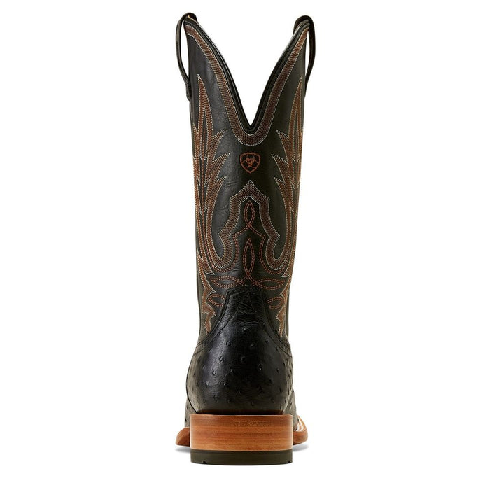 Ariat Mens Showboat Black Full Quill Ostrich Vamp Ancient Black Top Boot