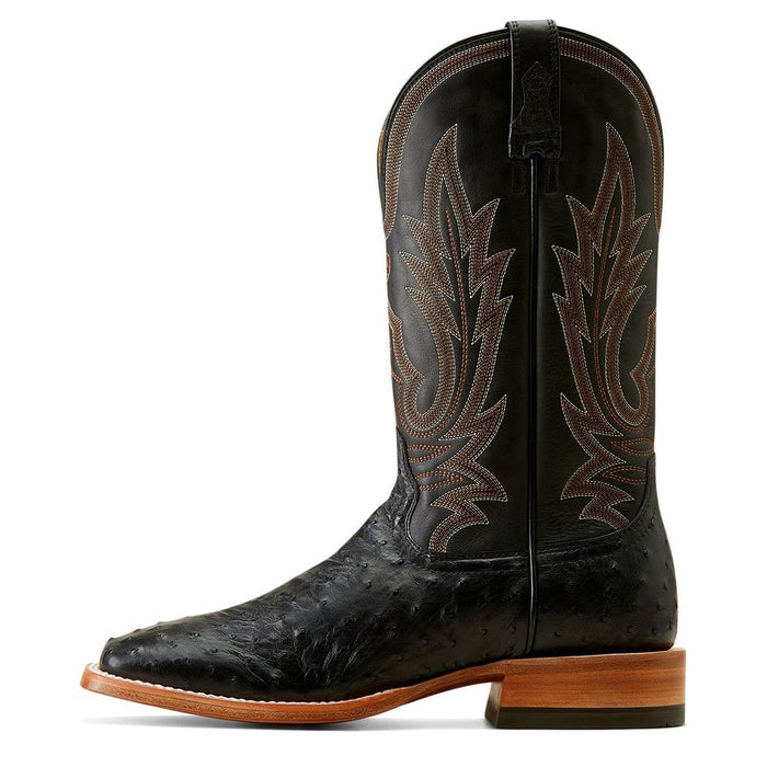 Ariat Mens Showboat Black Full Quill Ostrich Vamp Ancient Black Top Boot
