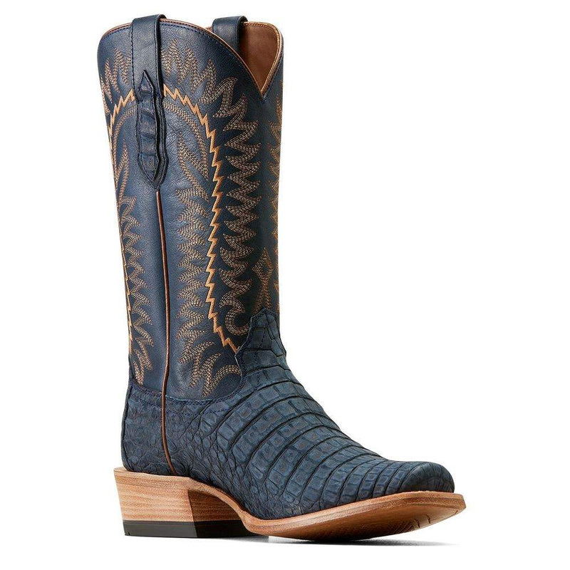 Ariat Men`s Navy Sueded Caiman Belly Vamp Futurity Finalist Cowboy Boot