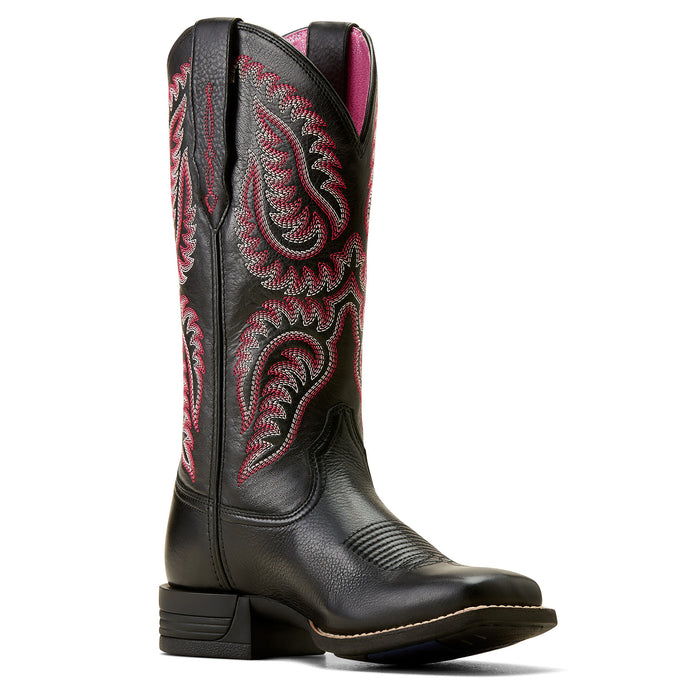 Ariat Womens Cattle Caite Stretchfit Black Deertan 12 In Top Cowgirl Boot
