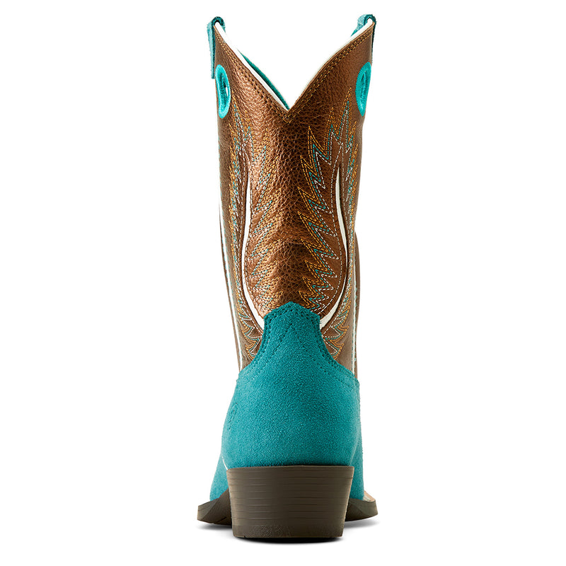 Ariat Kids Futurity Ft. Worth Teal Suede Western Boot
