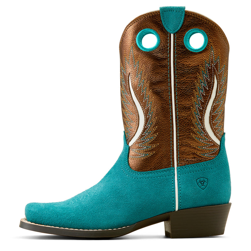 Ariat Kids Futurity Ft. Worth Teal Suede Western Boot