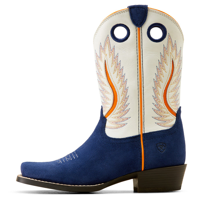 Ariat Kids Futurity Ft. Worth Patriot Blue Suede Western Boot