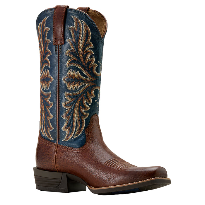 Ariat Men`s Hustler Beasty Brown 13In Pacific Blue Top Boot