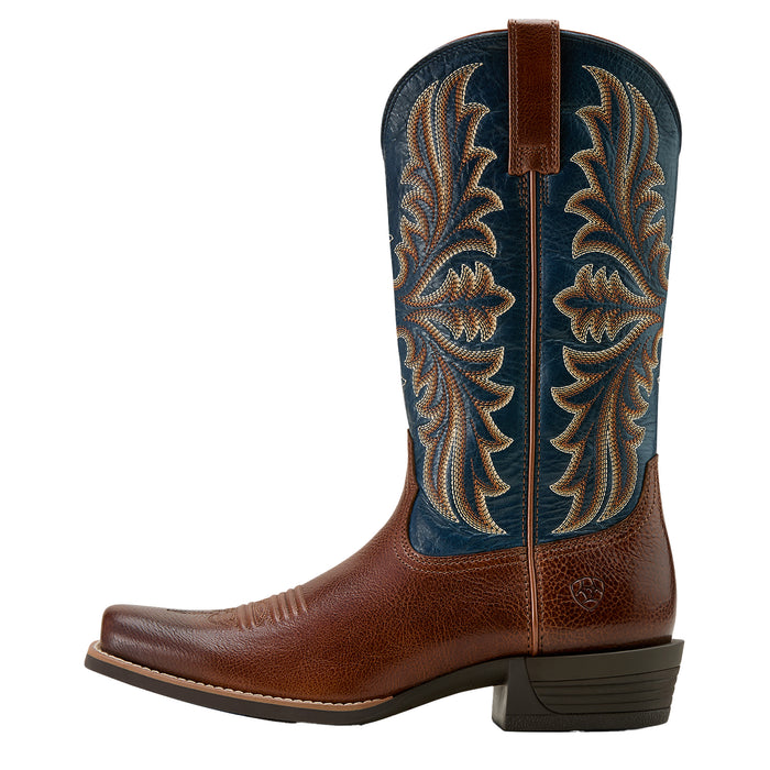 Ariat Men`s Hustler Beasty Brown 13In Pacific Blue Top Boot