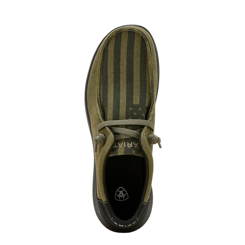 Ariat Mens Hilo Dusted Olive American Flag Print Casual Shoe