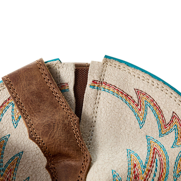 Ariat Women`s Round Up Tan Vamp 13In White Embroidered Top Boot