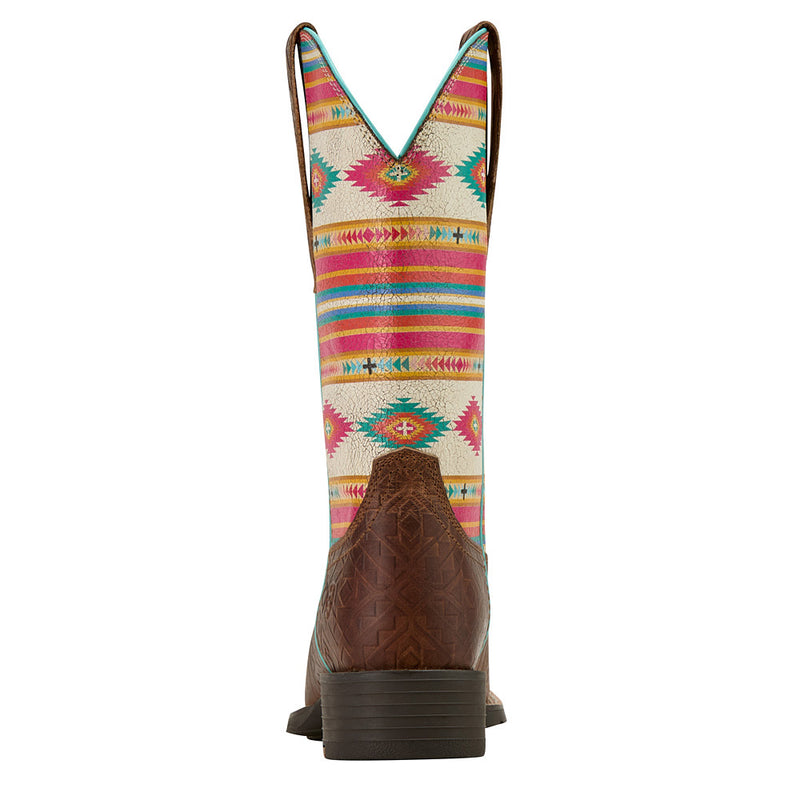 Ariat Women's Round Up StretchFit Tan Southwest Emboss Square Toe Boot