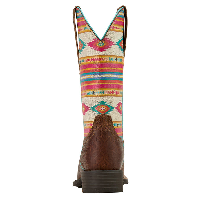 Ariat Women's Round Up StretchFit Tan Southwest Emboss Square Toe Boot