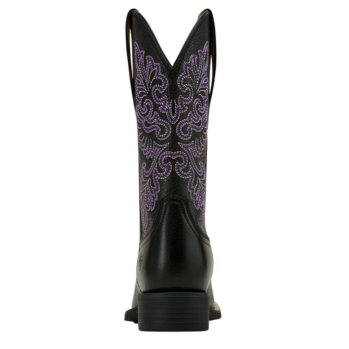 Ariat Women's Round Up StretchFit Black Deertan Square Toe Western Boot