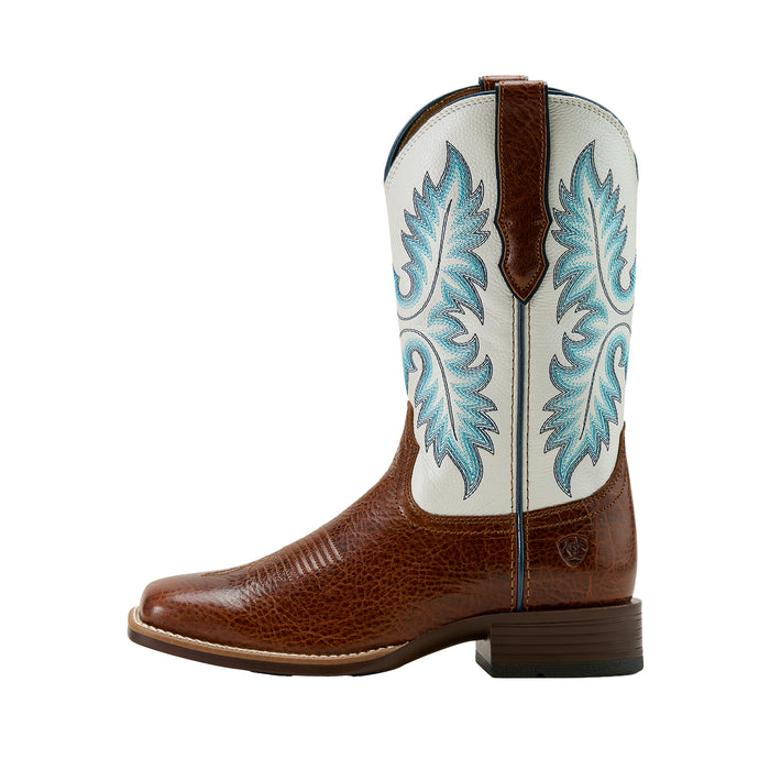 Ariat Women`s Canyon Point Gingersnap Vamp 13In White Embroidered Top Boot