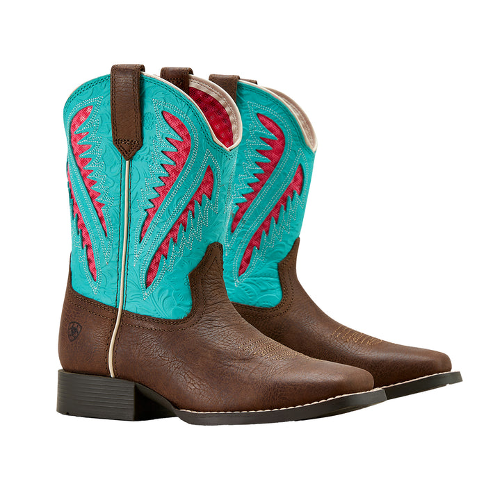 Ariat Kid`s Quickdraw Venttek Rich Clay and Turquoise Floral Emboss Boot