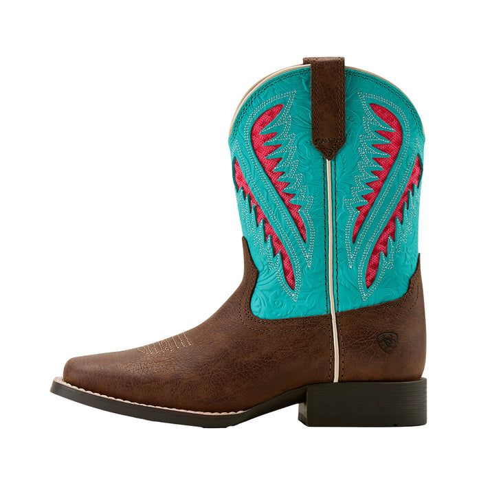 Ariat Kid`s Quickdraw Venttek Rich Clay and Turquoise Floral Emboss Boot