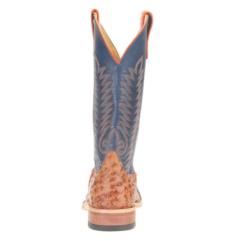 Anderson Bean Mens Brandy Bruchiato Full Quill Ostrich 13in Burnished Navy Calf Top Boots