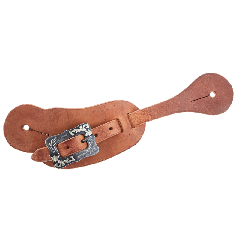 NRS Men`s Natural Oil Cowboy Spur Straps with Scroll Cart Buckle