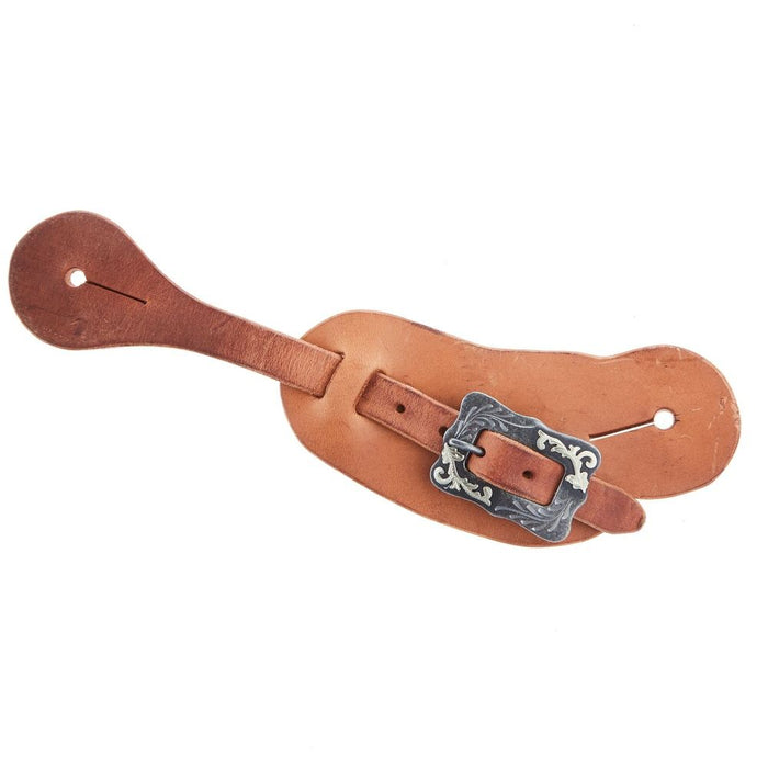 NRS Men`s Natural Oil Cowboy Spur Straps with Scroll Cart Buckle