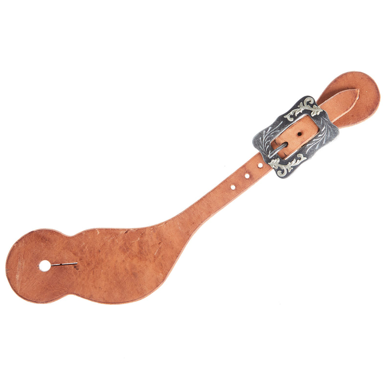 NRS TACK Natural Oil Dove Wing Mens Spur Straps with Scroll Cart Buckle
