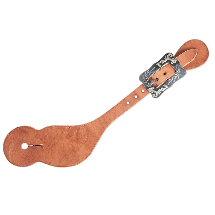 NRS Tack Natural Oil Dove Wing Mens Spur Straps with Scroll Cart Buckle