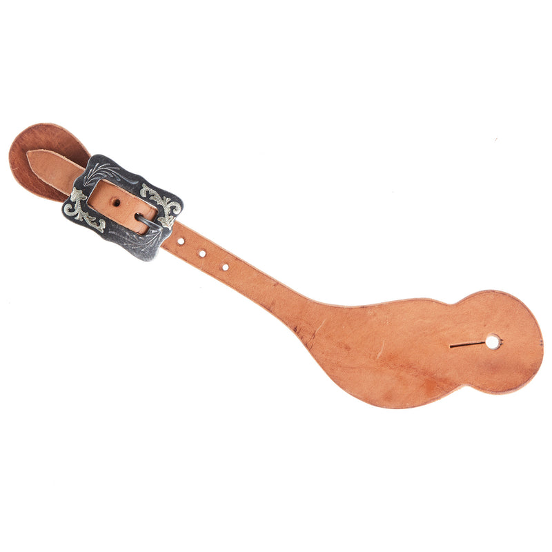 NRS TACK Natural Oil Dove Wing Mens Spur Straps with Scroll Cart Buckle