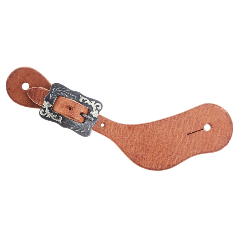 NRS TACK Natural Oil Dove Wing Ladies Youth Spur Straps with Scroll Cart Buckle