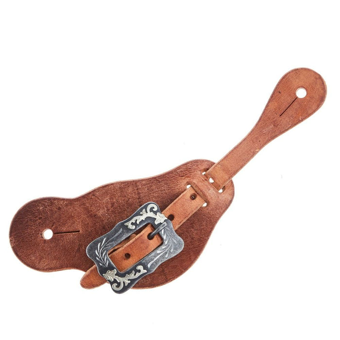 NRS Natural Oil Cowboy Youth and Ladies Spur Straps with Scroll Cart Buckle