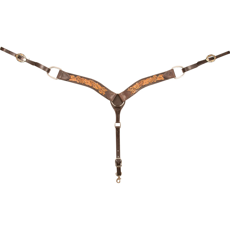 Cashel Company 2 Inch Two Tone Floral Tooled Breast Collar