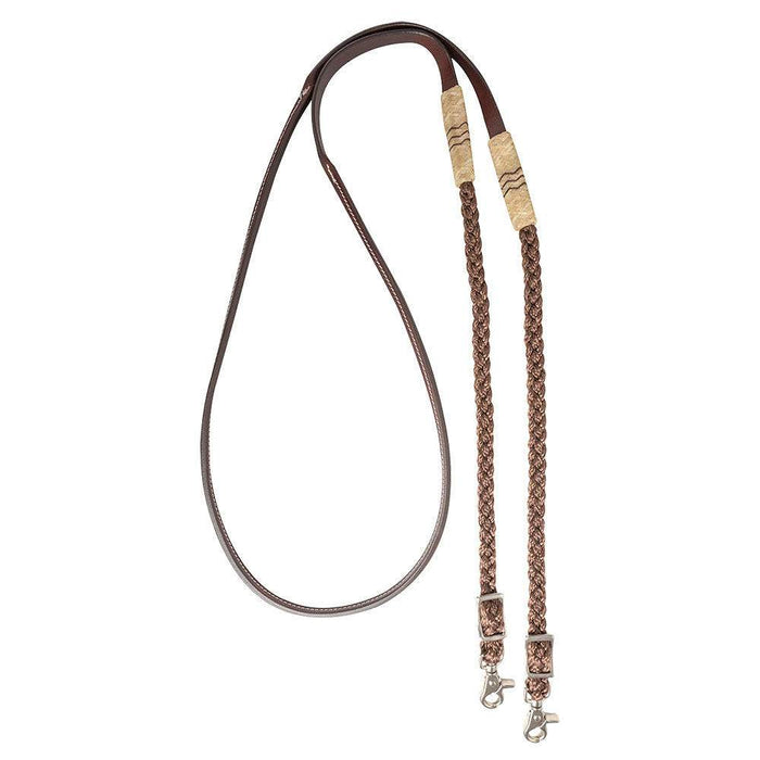Cashel Company Adjustable Leather and Braided Rope Reins with Rawhide Accents