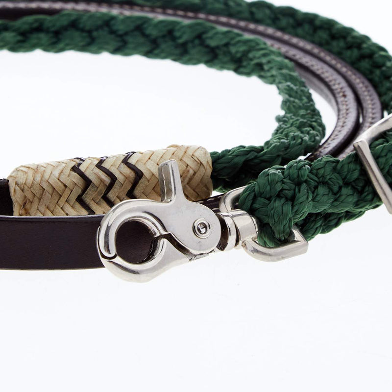 Cashel Company Adjustable Leather and Braided Rope Reins with Rawhide Accents