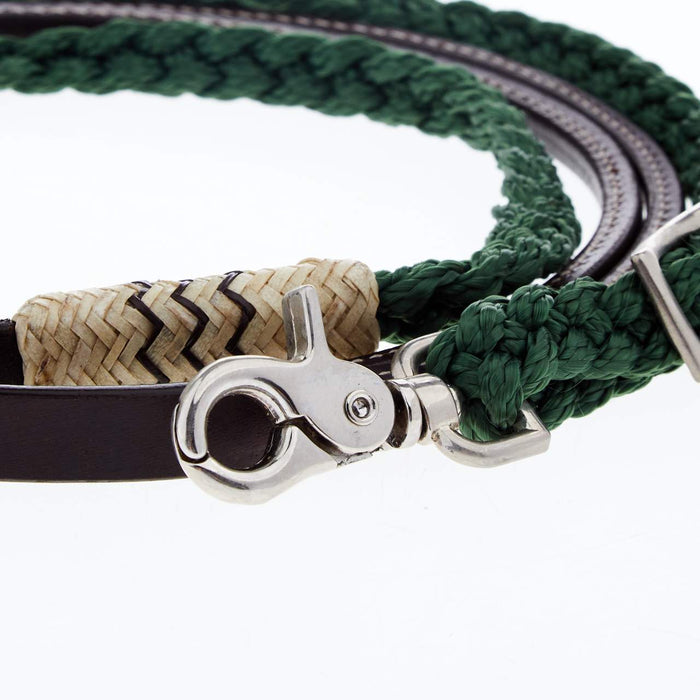 Cashel Company Adjustable Leather and Braided Rope Reins with Rawhide Accents