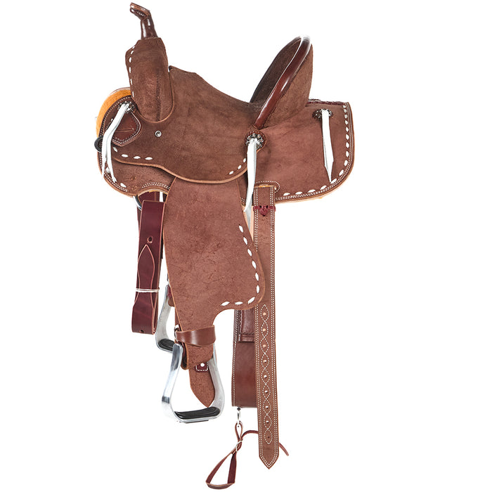 NRS Youth Roughout Cream Buckstitch Barrel Saddle