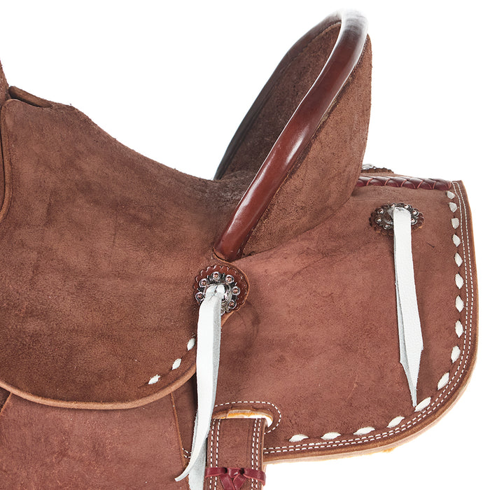 NRS Youth Roughout Cream Buckstitch Barrel Saddle