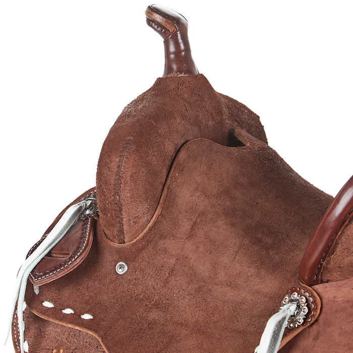NRS Youth Roughout Cream Buckstitch Barrel Saddle