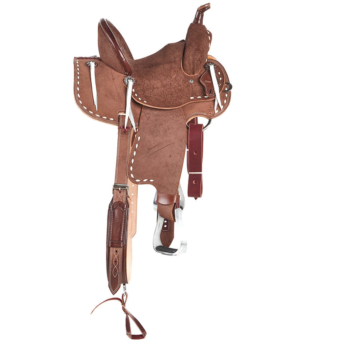 NRS Youth Roughout Cream Buckstitch Barrel Saddle