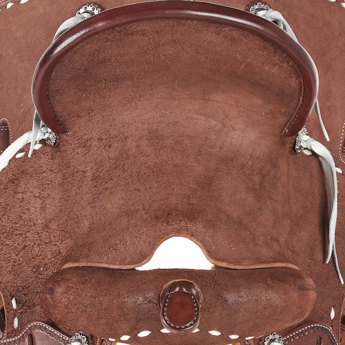 NRS Youth Roughout Cream Buckstitch Barrel Saddle