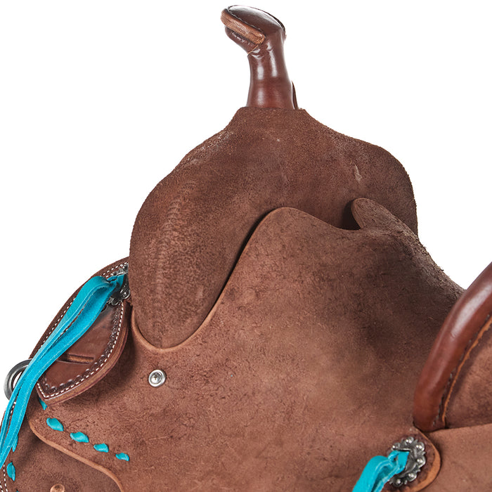 NRS Youth Roughout Turquoise Buckstitch Barrel Saddle