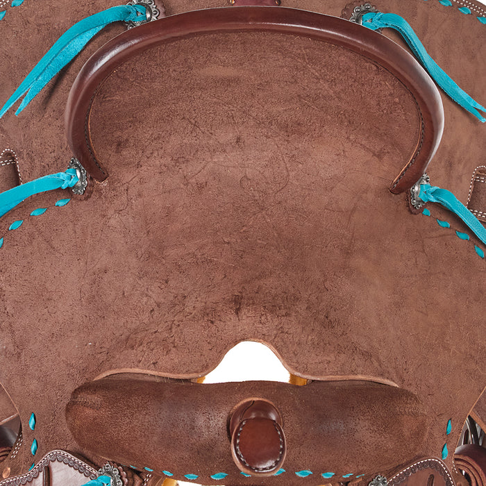 NRS Youth Roughout Turquoise Buckstitch Barrel Saddle