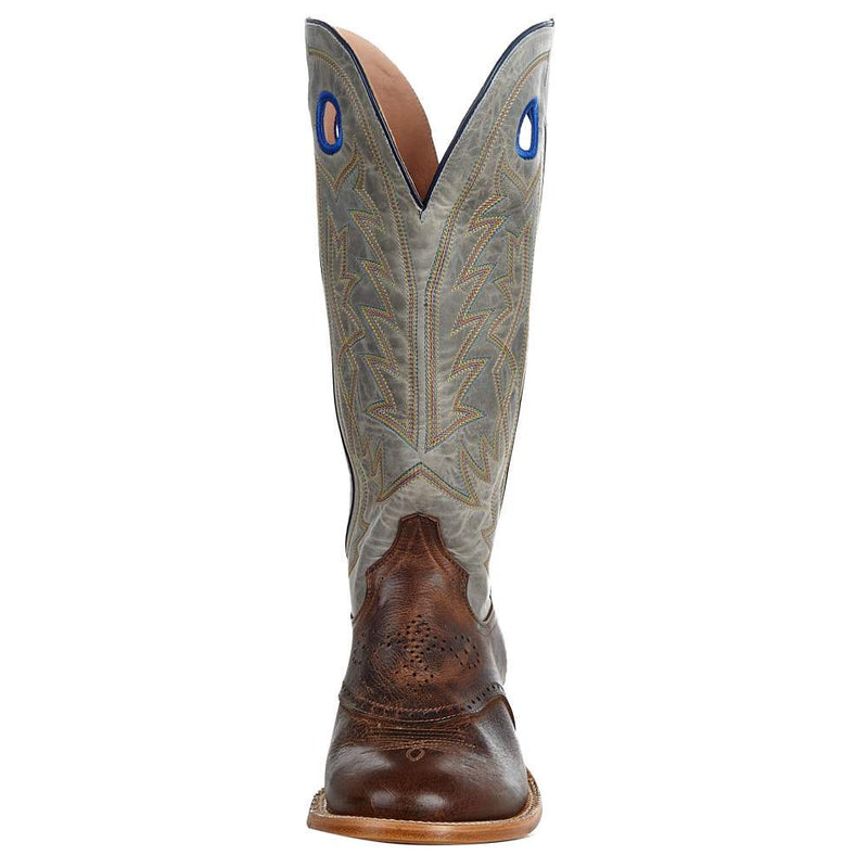 Tony Lama Men's Stout Brown Henley 15in Grey Top Shaft Buckaroo Cowboy Boots