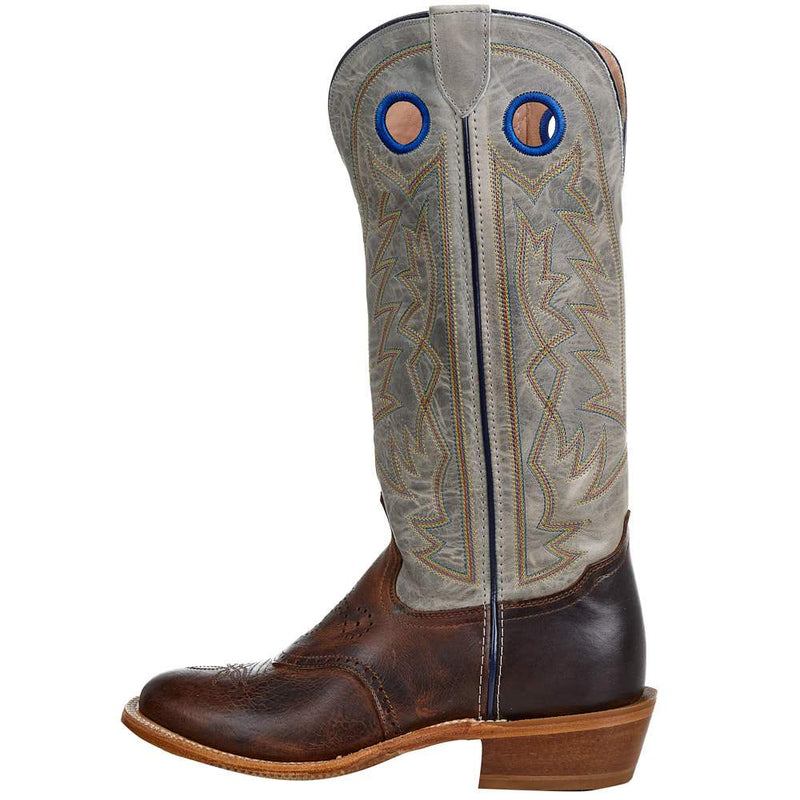 Tony Lama Men's Stout Brown Henley 15in Grey Top Shaft Buckaroo Cowboy Boots