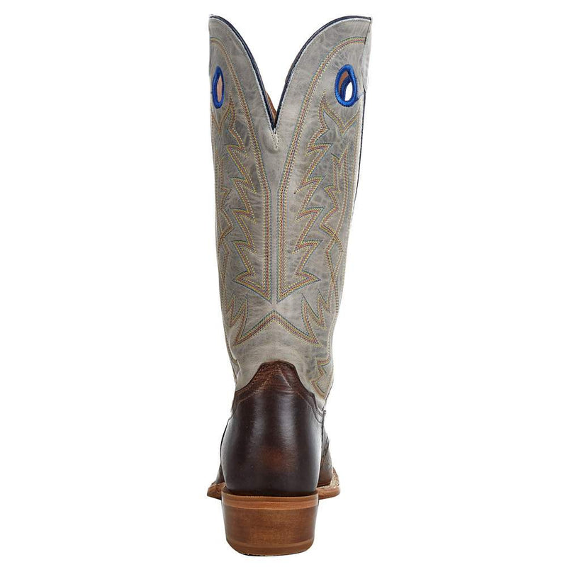 Tony Lama Men's Stout Brown Henley 15in Grey Top Shaft Buckaroo Cowboy Boots