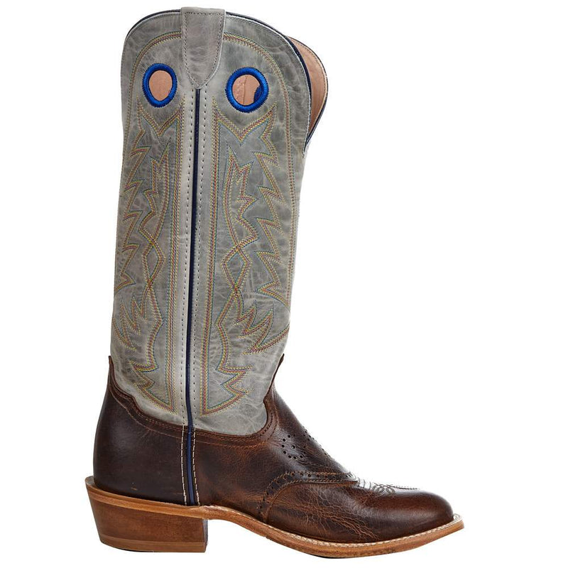 Tony Lama Men's Stout Brown Henley 15in Grey Top Shaft Buckaroo Cowboy Boots