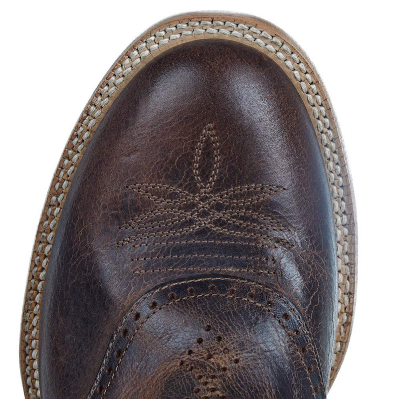 Tony Lama Men's Stout Brown Henley 15in Grey Top Shaft Buckaroo Cowboy Boots