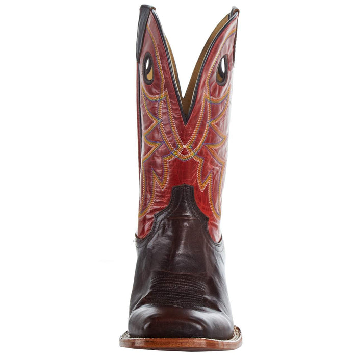 Tony Lama Men`s Arena Ronan Chocolate 11in. Crimson Cowhide Top Square Toe Boot