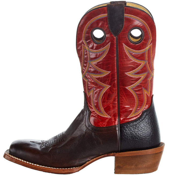 Tony Lama Men`s Arena Ronan Chocolate 11in. Crimson Cowhide Top Square Toe Boot
