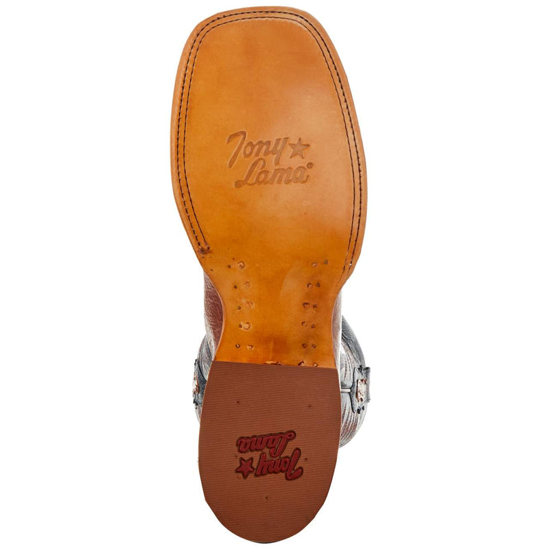 Tony Lama Men`s Brandy Smooth Ostrich 11in. Navy Goat Top Boot