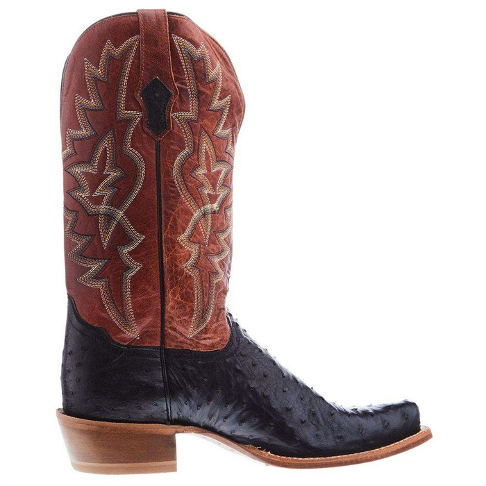 Tony Lama Men's Arena Rylen Black Full Quill Ostrich 13in Cognac Top