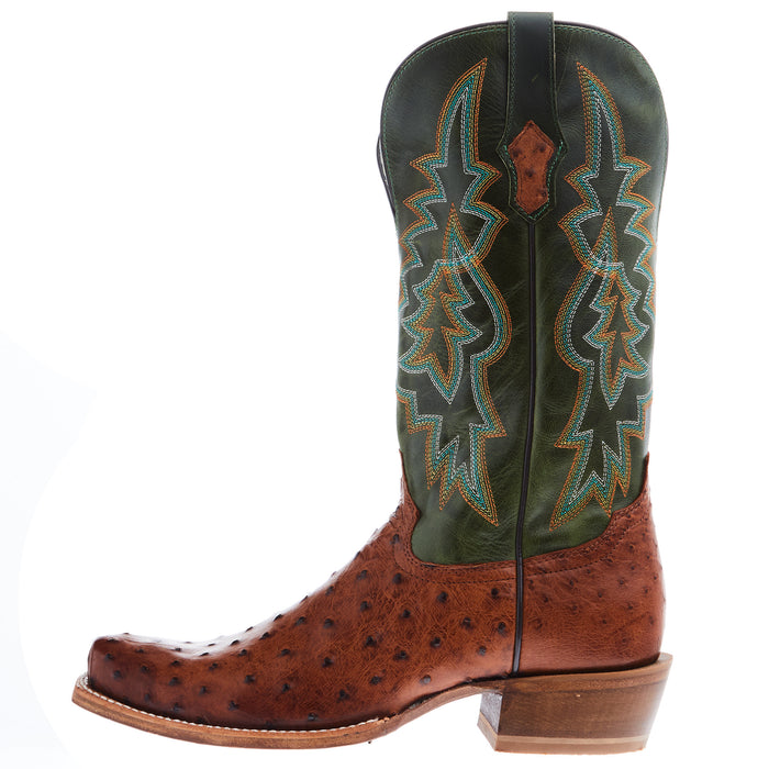 Tony Lama Men's Arena Rylen Brandy Full Quill Ostrich 13in Green Top