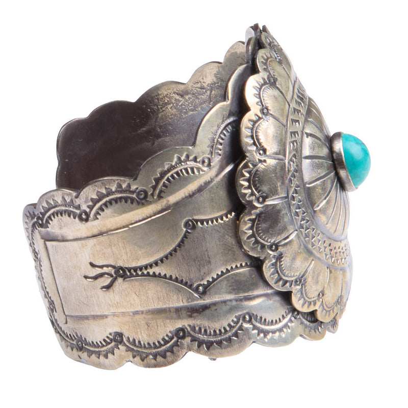 Barbosa Creations Turquoise Stamped Oval Cuff