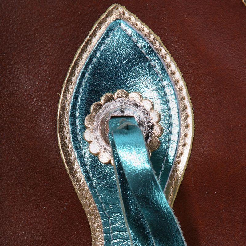 Saddle Barn Tack Brown Turquiose and Gold Rodeo Chaps
