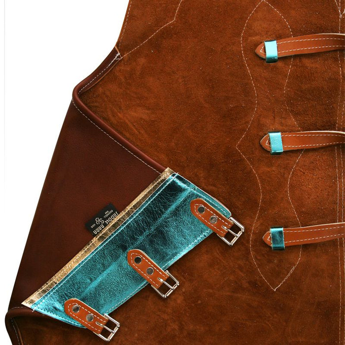 Saddle Barn Tack Brown Turquiose and Gold Rodeo Chaps